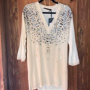 NWT Roberto Cavalli Casual Embellished Ivory Dress